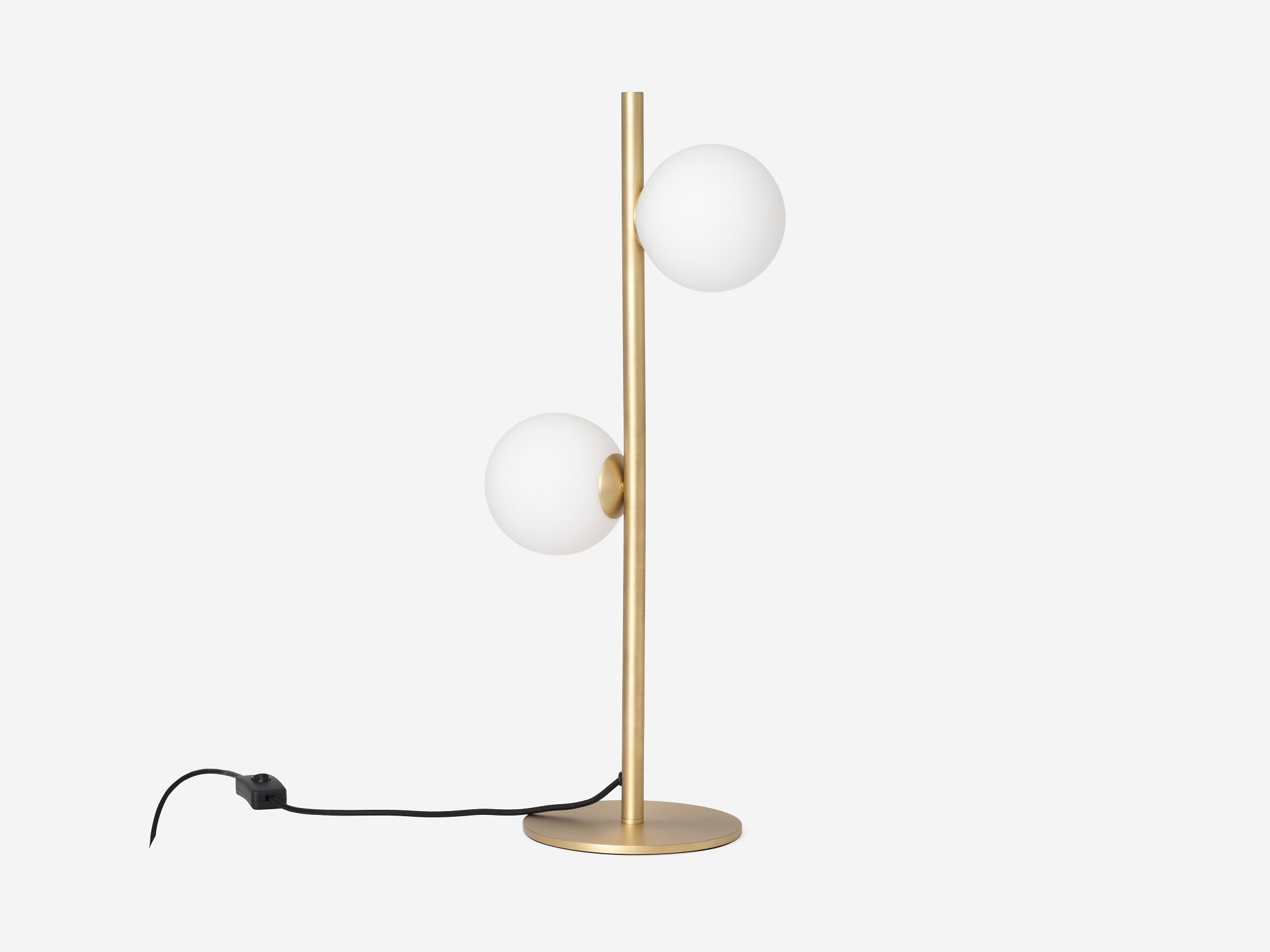 front view of the eq3 brass stem table lamp